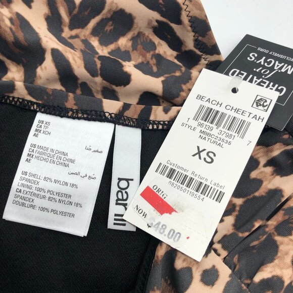 Bar III High Waisted Bikini Bottom Ruched Cheeta Print Brown XS - Picture 4 of 5